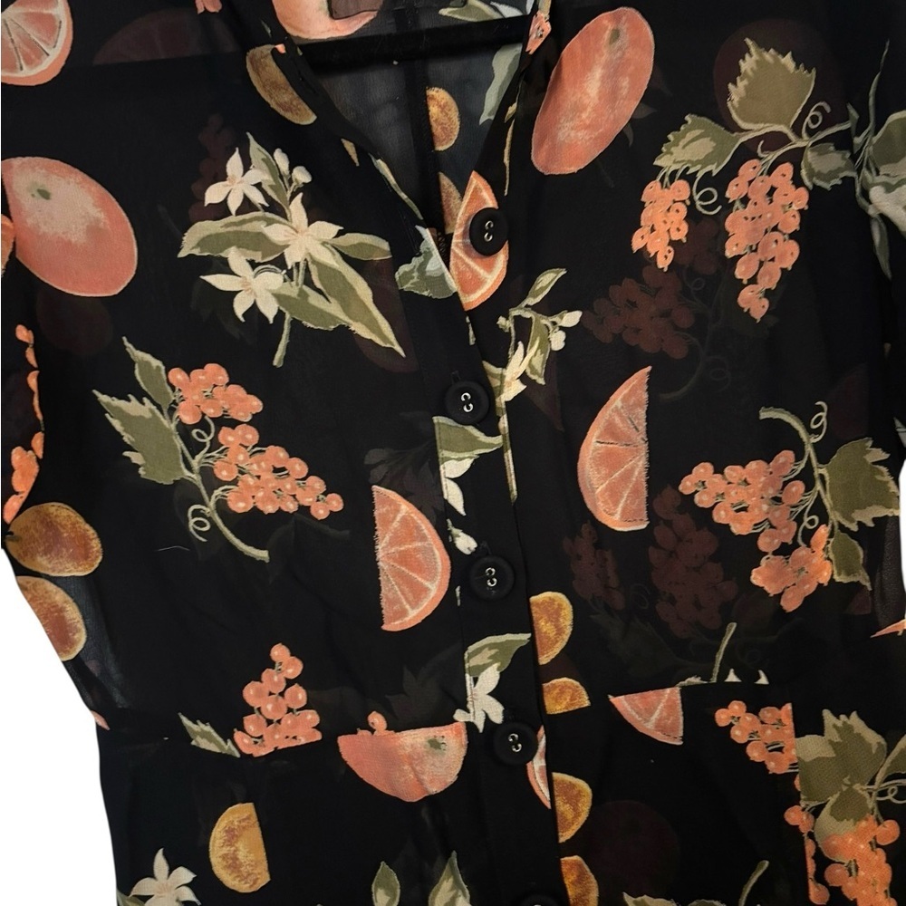 Reformation | Tamara Fruitcake Dress | Black with oranges π | Size 2 - Picture 10 of 14